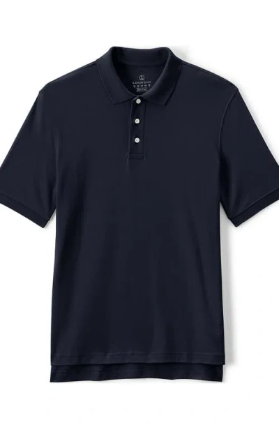 Lands' End School Uniform  Long Sleeve Interlock Polo Shirt In Classic Navy
