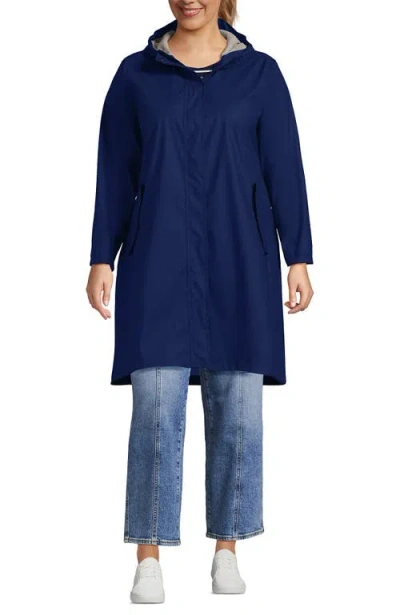 Shop Lands' End Plus Size Squall Rain Slicker Coat In Liberty Blue