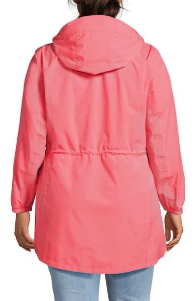 Lands' End Squall Packable Waterproof Raincoat In Carmine Coral
