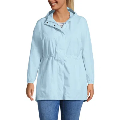 Lands' End Squall Packable Waterproof Raincoat In Subtle Blue