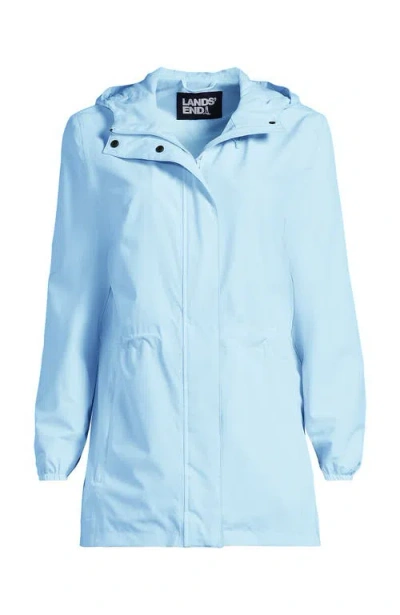 Shop Lands' End Plus Size Waterproof Hooded Packable Raincoat In Subtle Blue