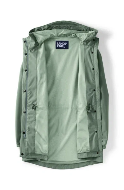 Shop Lands' End Waterproof Hooded Packable Raincoat In Lily Pad Green