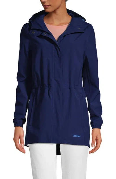 Lands' End Squall Packable Waterproof Raincoat In Deep Sea Navy