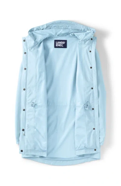 Shop Lands' End Waterproof Hooded Packable Raincoat In Subtle Blue