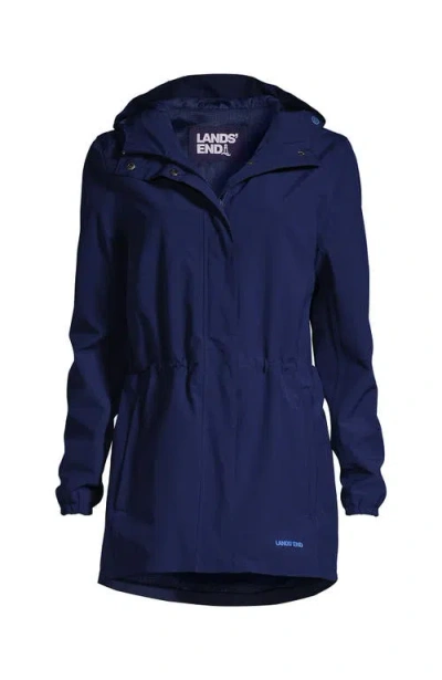 Lands' End Squall Packable Waterproof Raincoat In Deep Sea Navy