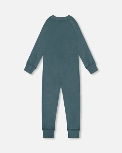 Shop Deux Par Deux Boy's One Piece Thermal Underwear Pine Green In Sea Pine