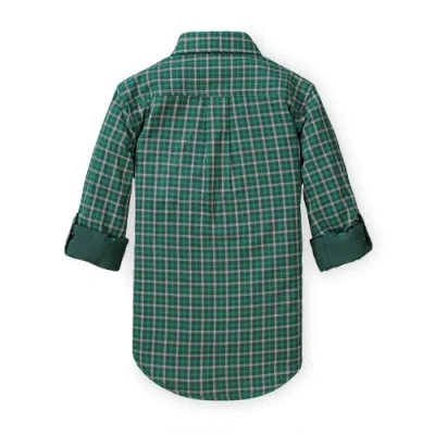 Hope & Henry Baby Boys' Convertible Double Weave Button Down Shirt, Infant In Green And Gray Check