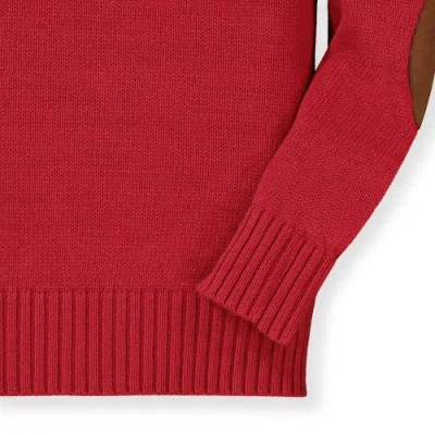 Hope & Henry Boys' Half Zip Pullover Sweater With Elbow Patches, Kids In Red