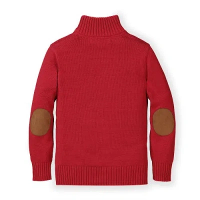 Hope & Henry Boys' Half Zip Pullover Sweater With Elbow Patches, Kids In Red