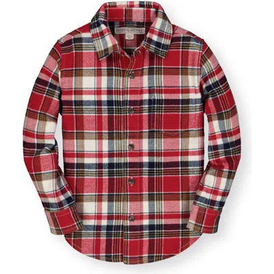 Hope & Henry Baby Boys' Organic Flannel Shirt, Infant In Red Collegiate Plaid