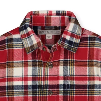 Hope & Henry Baby Boys' Organic Flannel Shirt, Infant In Red Collegiate Plaid