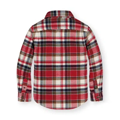 Hope & Henry Baby Boys' Organic Flannel Shirt, Infant In Red Collegiate Plaid