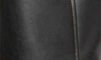 Via Spiga Tie Belt Snap Front Faux Leather Jacket In Black