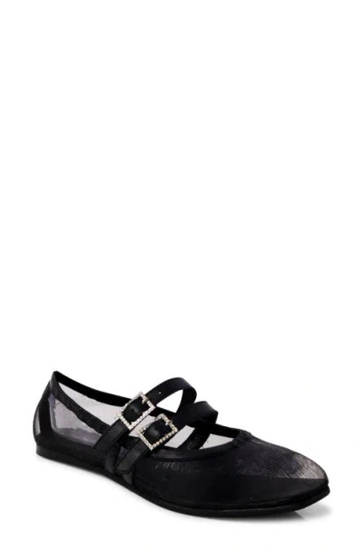 Free People Gemini Mary Jane Flat In Black Mesh