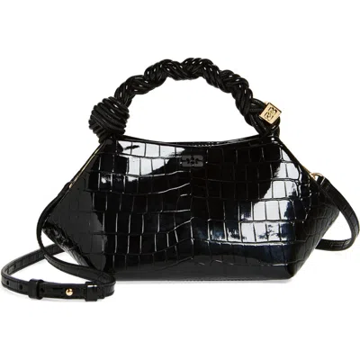 Shop Ganni Bou Crossbody Bag In Black Croc