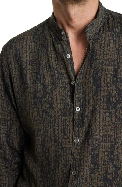 John Varvatos Double Band Collar Button-up Shirt In Light Brown