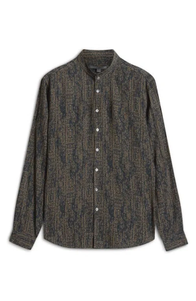 John Varvatos Double Band Collar Button-up Shirt In Light Brown