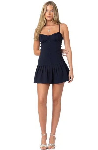 Edikted Dropped Waist Minidress In Navy
