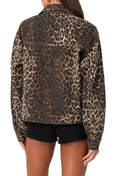 Edikted Leopard Print Denim Jacket In Leopard
