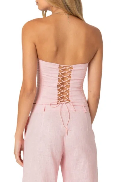 Edikted Arya Linen Look Corset Top In Light-pink