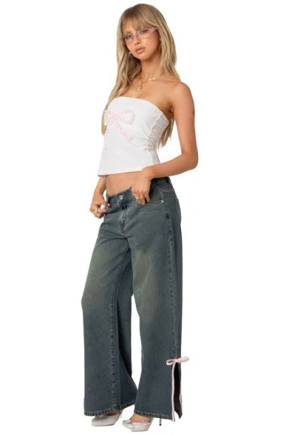 Edikted Lace Bow Detail Tube Top In White