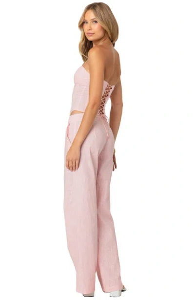 Edikted Arya Linen Look Corset Top In Light-pink