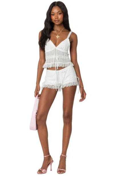 Edikted Marielle Ribbon Detail Shorts In White