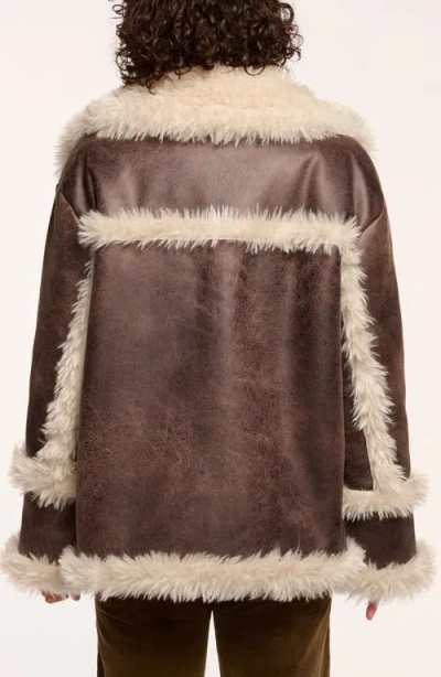 Shop Ramy Brook Hal Faux Shearling Coat In Desert Brown Shearling