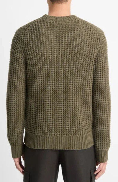 Vince Men's Macro Waffle Cashmere Sweater In Surplus Olive