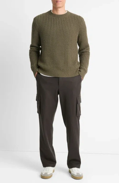 Vince Men's Macro Waffle Cashmere Sweater In Surplus Olive