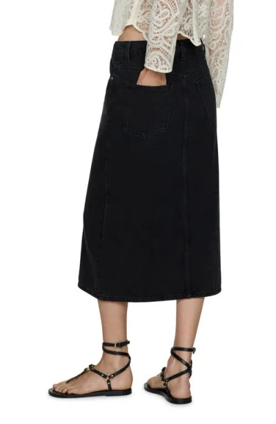 Mango Women's Slit Denim Skirt In Black Denim