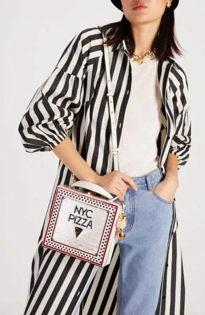 Kate Spade Slice 3d Pizza Box Tote Bag In White Multi