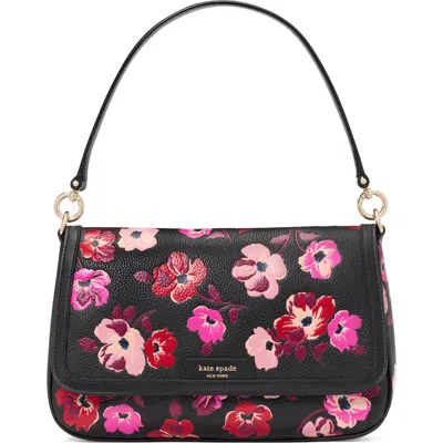 Shop Kate Spade New York Hudson Pebbled Leather Shoulder Bag In Black Multi.