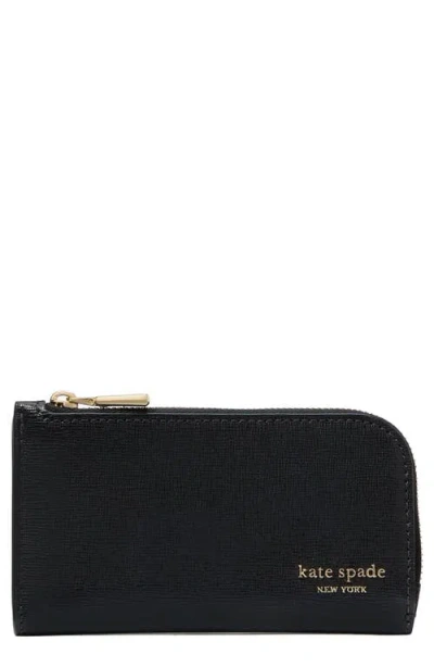 Kate Spade Devin Glitter Edge Saffiano Leather Slim Bifold Wallet In Black