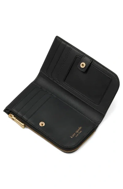 Kate Spade Devin Glitter Edge Saffiano Leather Slim Bifold Wallet In Black