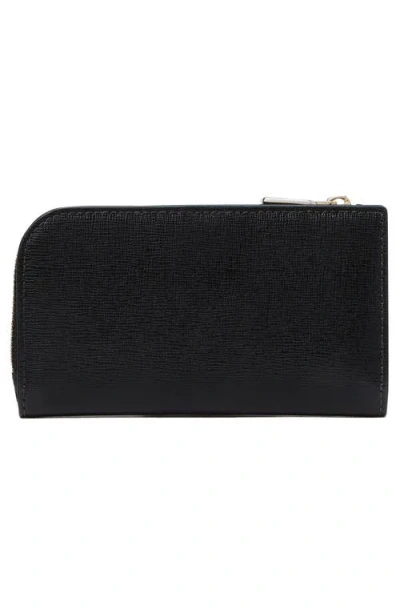 Kate Spade Devin Glitter Edge Saffiano Leather Slim Bifold Wallet In Black