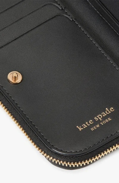 Kate Spade Devin Glitter Edge Saffiano Leather Slim Bifold Wallet In Black