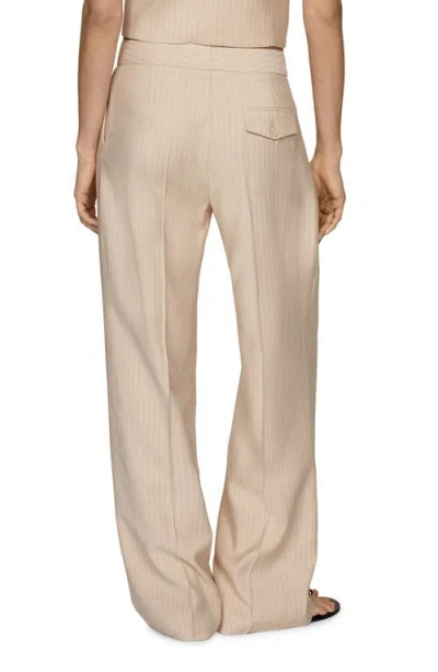 Mango Pinstripe Pants In Beige