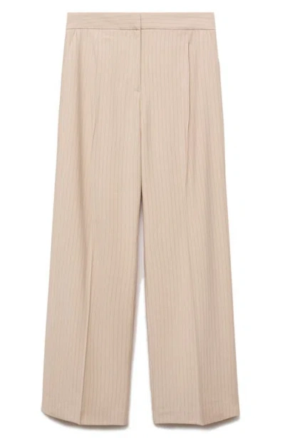 Mango Pinstripe Pants In Beige