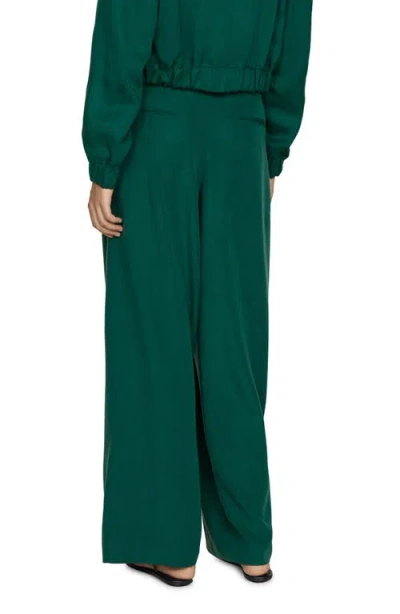 Mango Lyocell Pants With Belt Green In Green