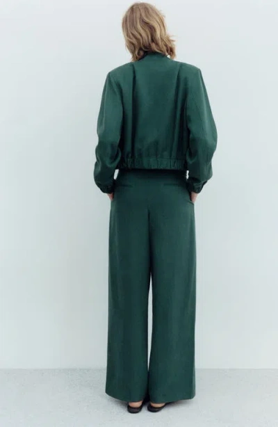 Mango Lyocell Pants With Belt Green In Green