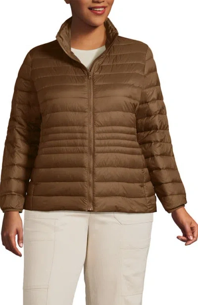 Shop Lands' End Plus Size Wanderweight Ultralight Packable Down Jacket In Light Carob