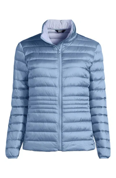 Shop Lands' End Wanderweight Ultralight Packable Down Jacket In Light Cornflower Shine