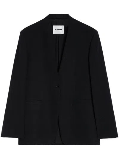 Jil Sander Single-breasted Long-sleeved Blazer In Black