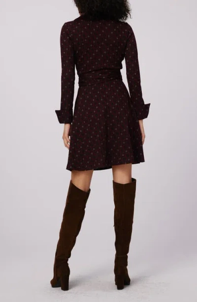 Shop Diane Von Furstenberg Sofia Long Sleeve Faux Wrap Minidress In Vinyl Links Plum Sm