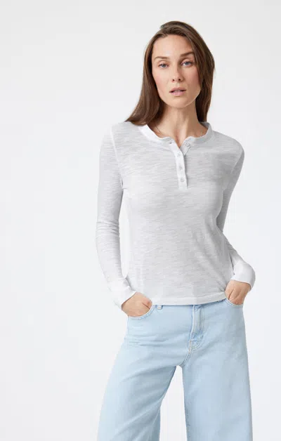 Mavi Henley T-shirt In Snow Grey Melange In Grey