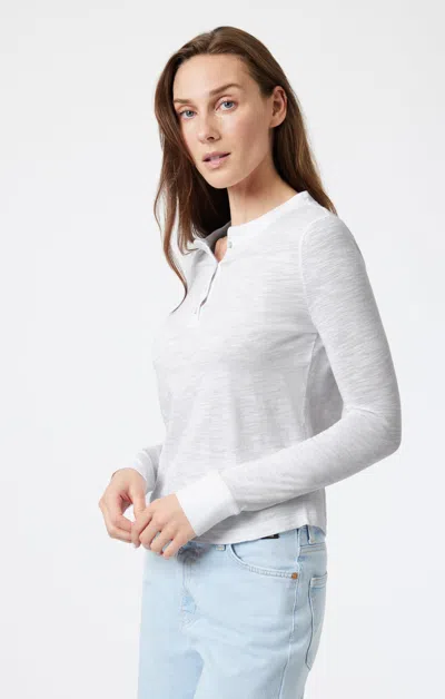 Mavi Henley T-shirt In Snow Grey Melange In Grey