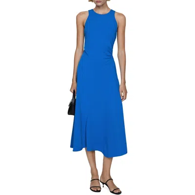 Mango Midi-dress With Draped Detail Blue In Blue