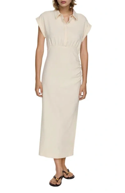 Mango Draped Shirt Dress Ecru In Ecru