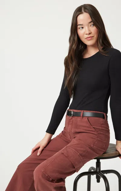 Mavi Alva Straight Leg Cargo In Cherry Luxe Twill In Red